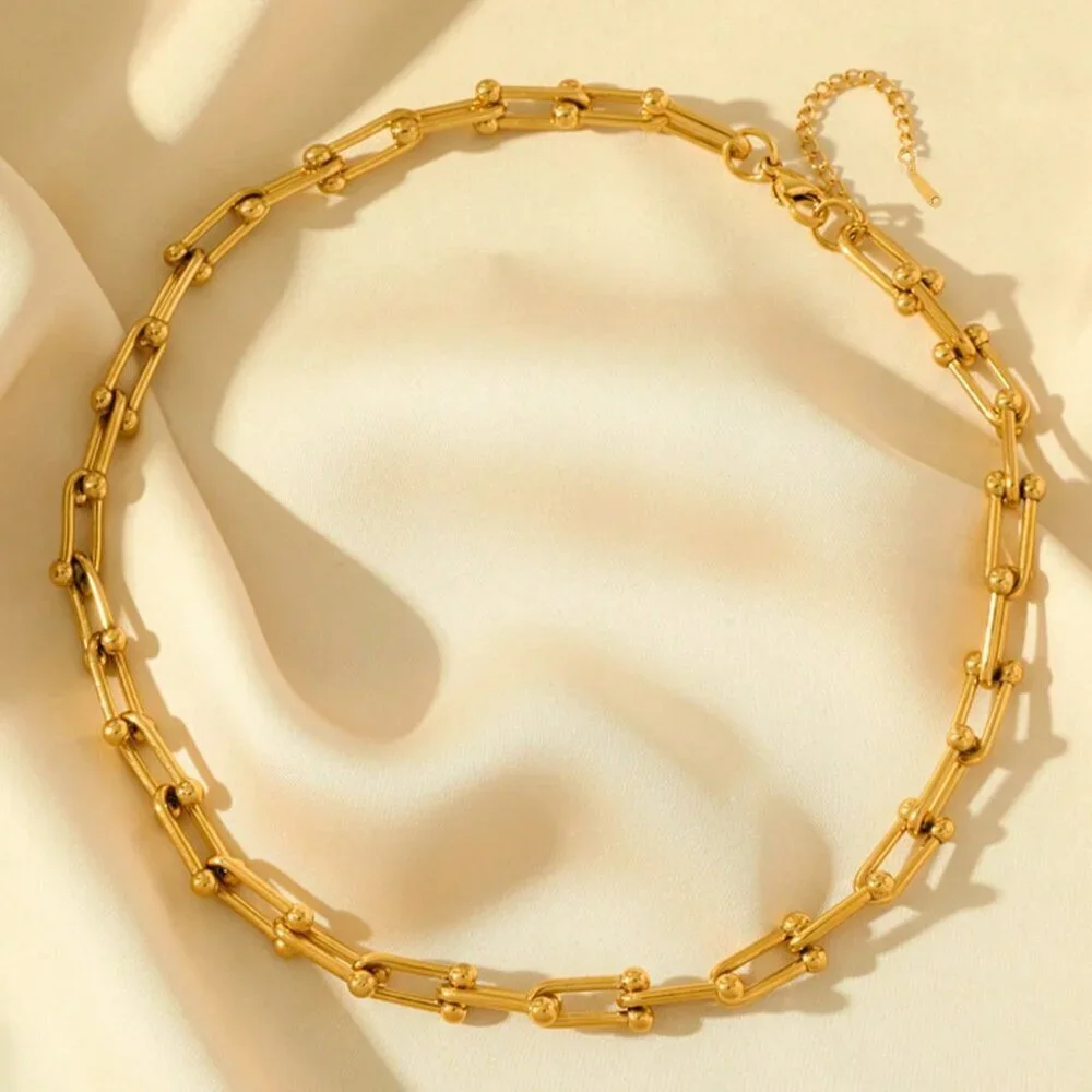 Yellow Punk Women's Stainless Steel Chain Necklace